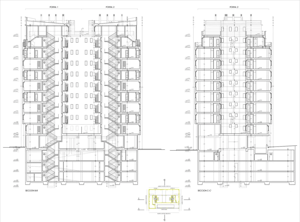 edificio viviendas manzana santiago de compostela alzado
